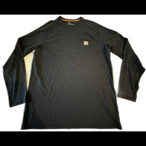 Carhartt Force Men Relaxed Fit Long Sleeve Pocket Tee Black Sz XL TALL Capsule